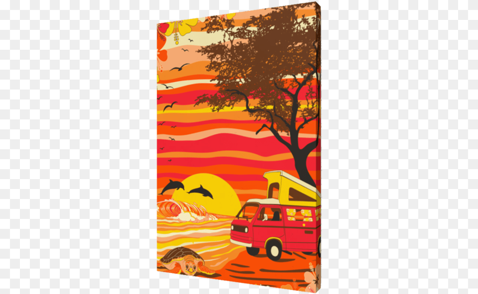 Van Camping On A Hawaii Beach Wrapped Canvas Print Road, Art, Painting, Modern Art, Animal Free Png Download