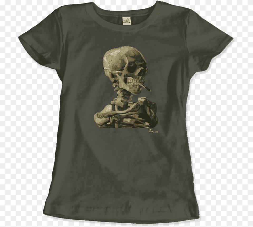 Van Gogh Skull With Cigarette, Clothing, T-shirt, Shirt, Baby Free Png Download