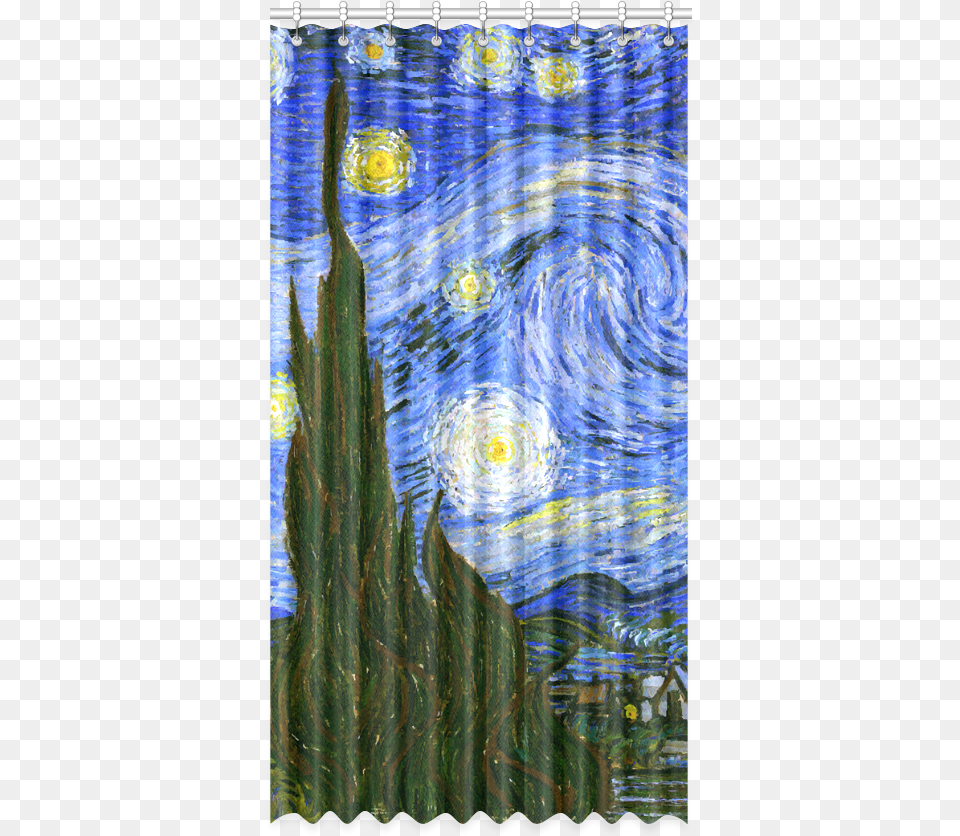 Van Gogh Starry Night Tree Window Curtain 50quot X 96quot The Starry Night, Art, Nature, Outdoors, Water Png Image