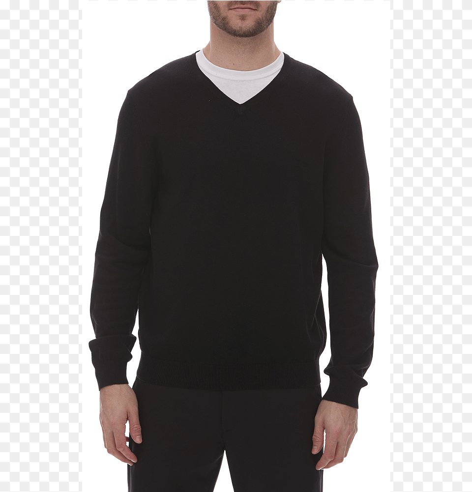 Van Heusen Long Sleeve V Neck Shirt, Clothing, Knitwear, Long Sleeve, Sweater Free Png Download