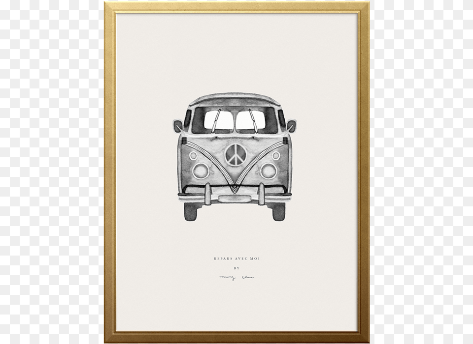 Van Watercolour Wall Art Print Vintage Car, Transportation, Vehicle, Drawing, Advertisement Free Png Download