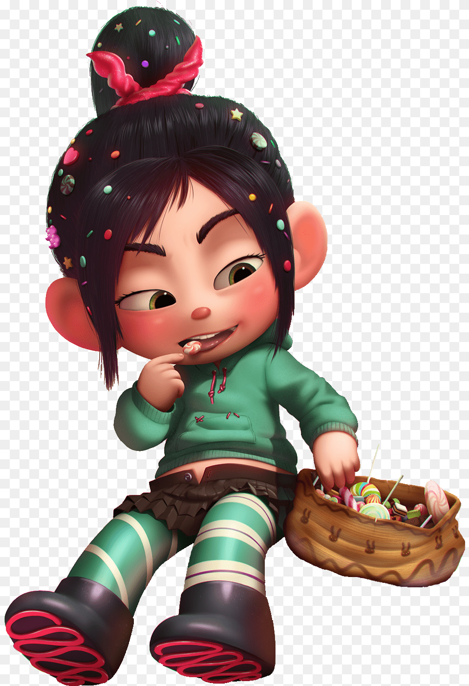 Vanellope Eating Candy Vanellope Von Schweetz Eating Candy, Clothing, Glove, Baby, Person Free Png