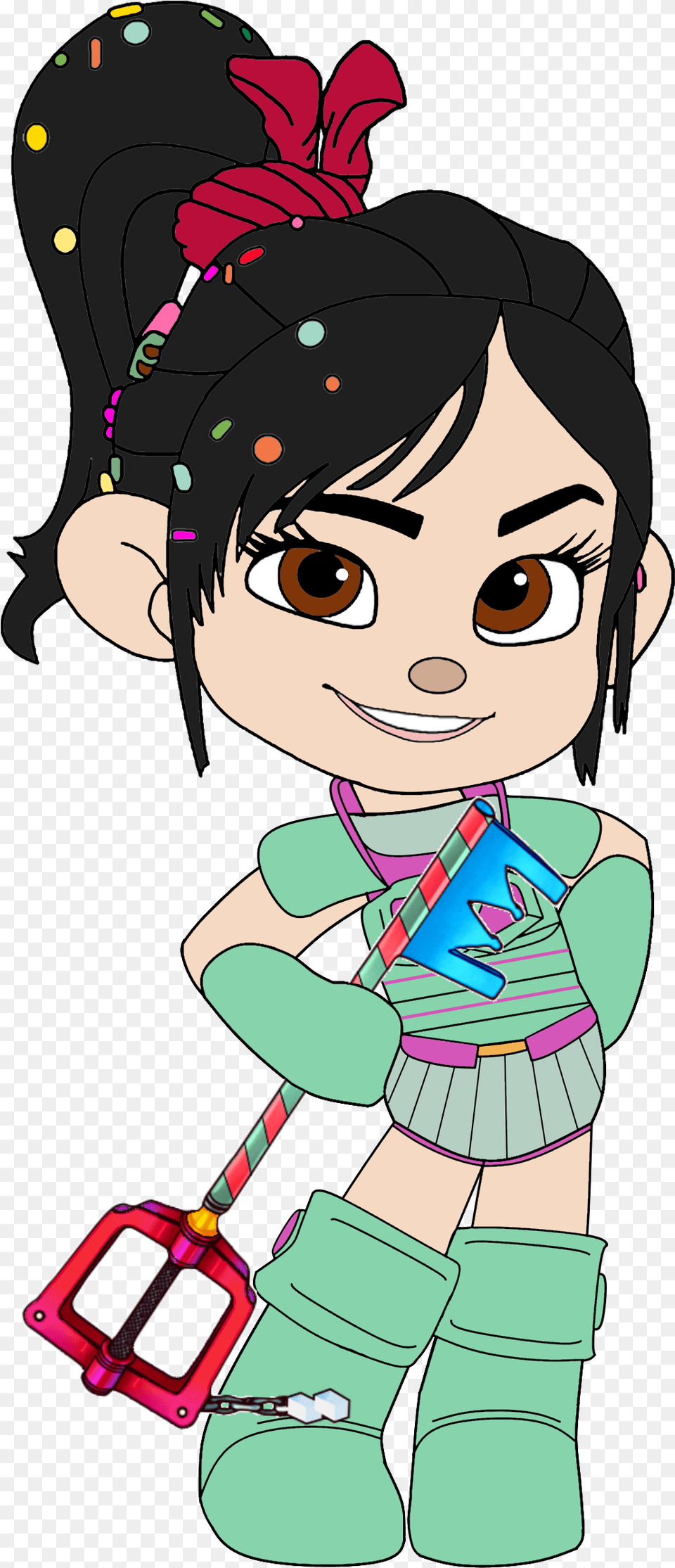 Vanellope In Her Ballistic Armour And With Her Keyblade Wreck It Ralph Vanellope Clipart, Baby, Book, Comics, Person Png
