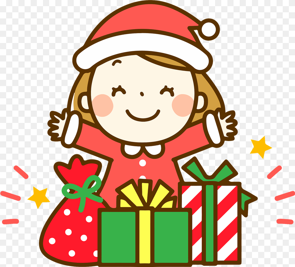 Vanessa Girl Is Excited About Christmas Gifts Clipart, Elf, Person, People, Birthday Cake Free Png