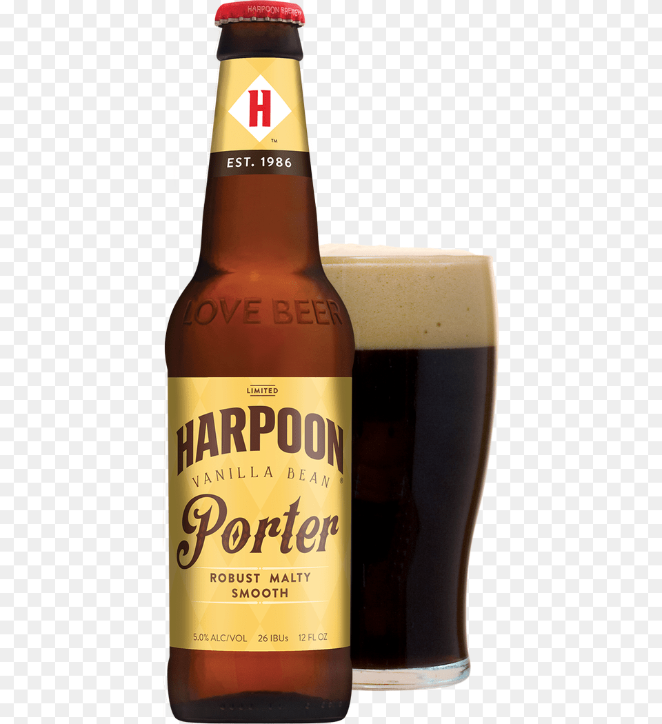Vanilla Bean Porter Bottle And Glass Pdf Harpoon, Alcohol, Beer, Beer Bottle, Beverage Free Transparent Png