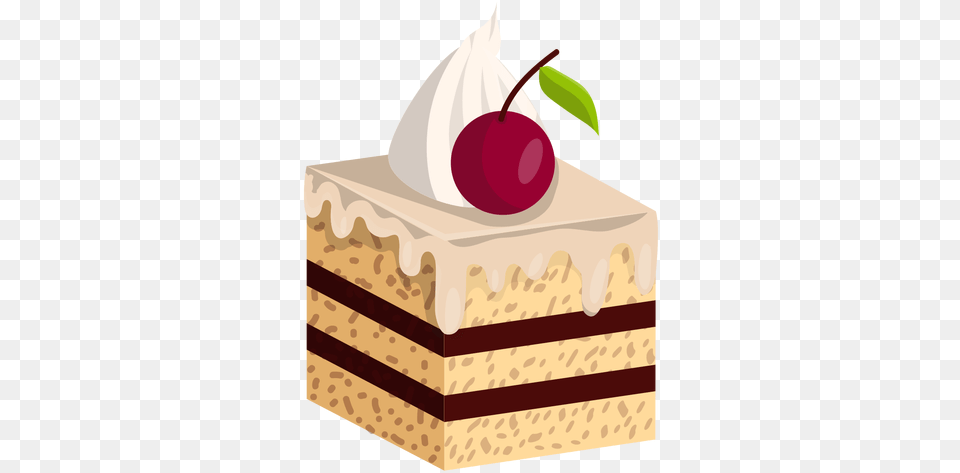 Vanilla Cake Slice With Cherry Cake Slice Clipart, Cream, Dessert, Food, Fruit Png Image