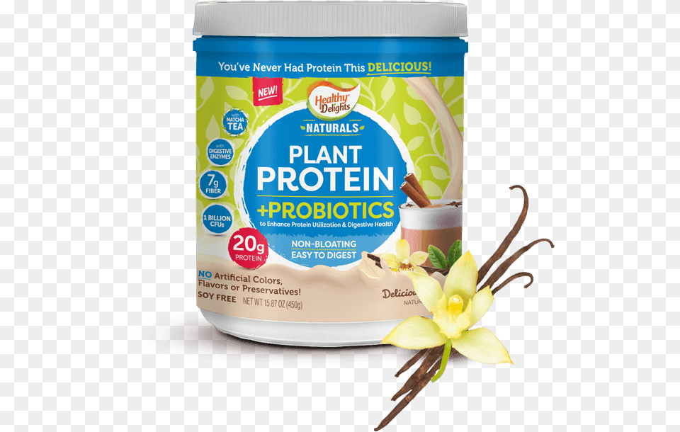 Vanilla Chai Plant Protein Probiotics Healthy Delights Protein Powder, Flower, Herbal, Herbs, Dessert Free Png
