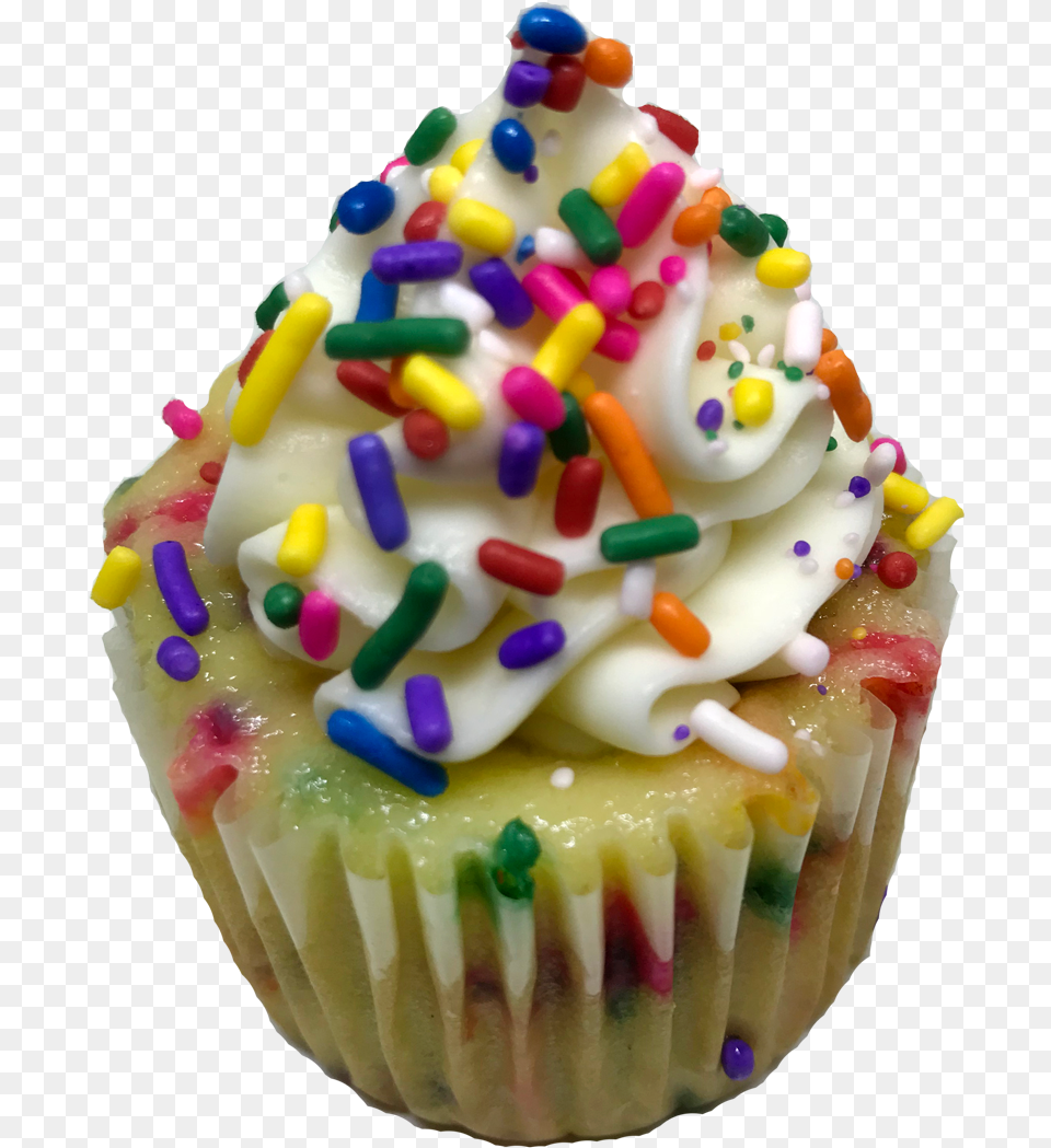 Vanilla Cupcake Clipart Funfetti Cupcake Funfetti Cupcake, Birthday Cake, Cake, Cream, Dessert Png
