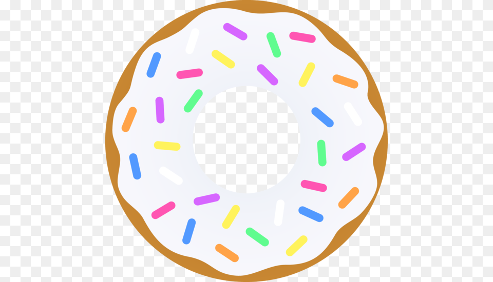 Vanilla Donut With Sprinkles, Food, Sweets, Disk Free Png Download