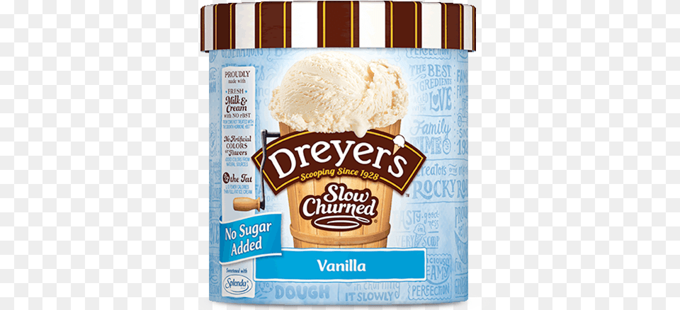 Vanilla Dreyer39s Vanilla No Sugar Added, Cream, Dessert, Food, Ice Cream Free Transparent Png