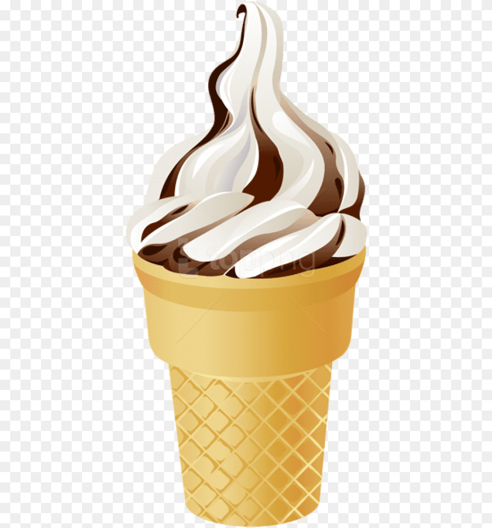 Vanilla Ice Cream Cone, Dessert, Food, Ice Cream, Soft Serve Ice Cream Free Png