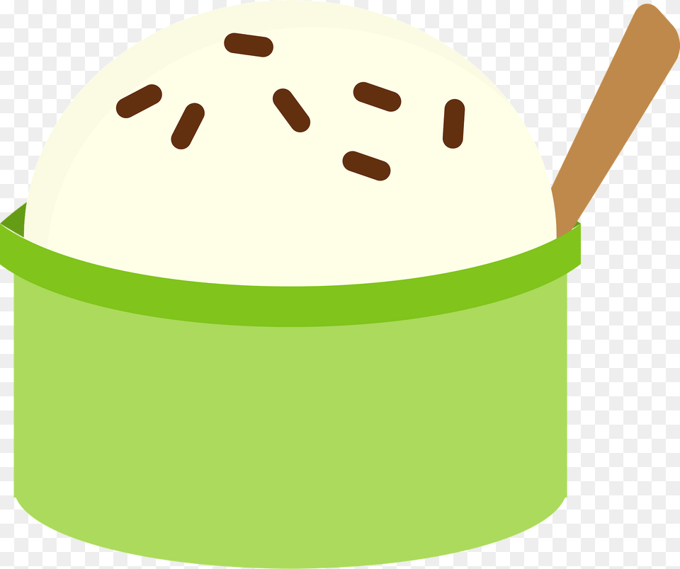 Vanilla Ice Cream In A Green Dish Clipart, Dessert, Food, Ice Cream, Clothing Png Image