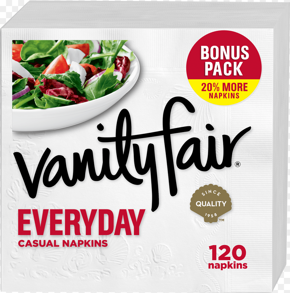 Vanity Fair Everyday Paper Napkins 2 Ply White 120ct Vanity Fair Napkins Logo, Advertisement, Poster, Plate, Arugula Free Png