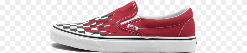 Vans Classic Slip On Checker Flame Slip On Shoe, Clothing, Footwear, Sneaker, Suede Png