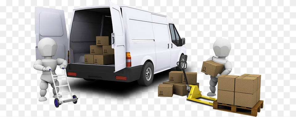 Vans Clipart Courier Van Packers And Movers Loading, Vehicle, Transportation, Person, Package Delivery Png Image