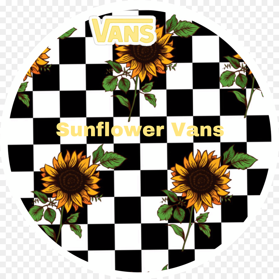 Vans Sunflower Checkered Sticker By Yarely Berber Checkered Wallpaper With Roses Png Image
