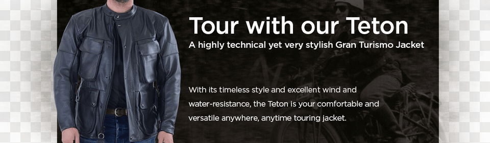 Vanson Teton Tt2 European Touring Jacket Leather Jacket, Clothing, Coat, Wheel, Machine Free Png Download