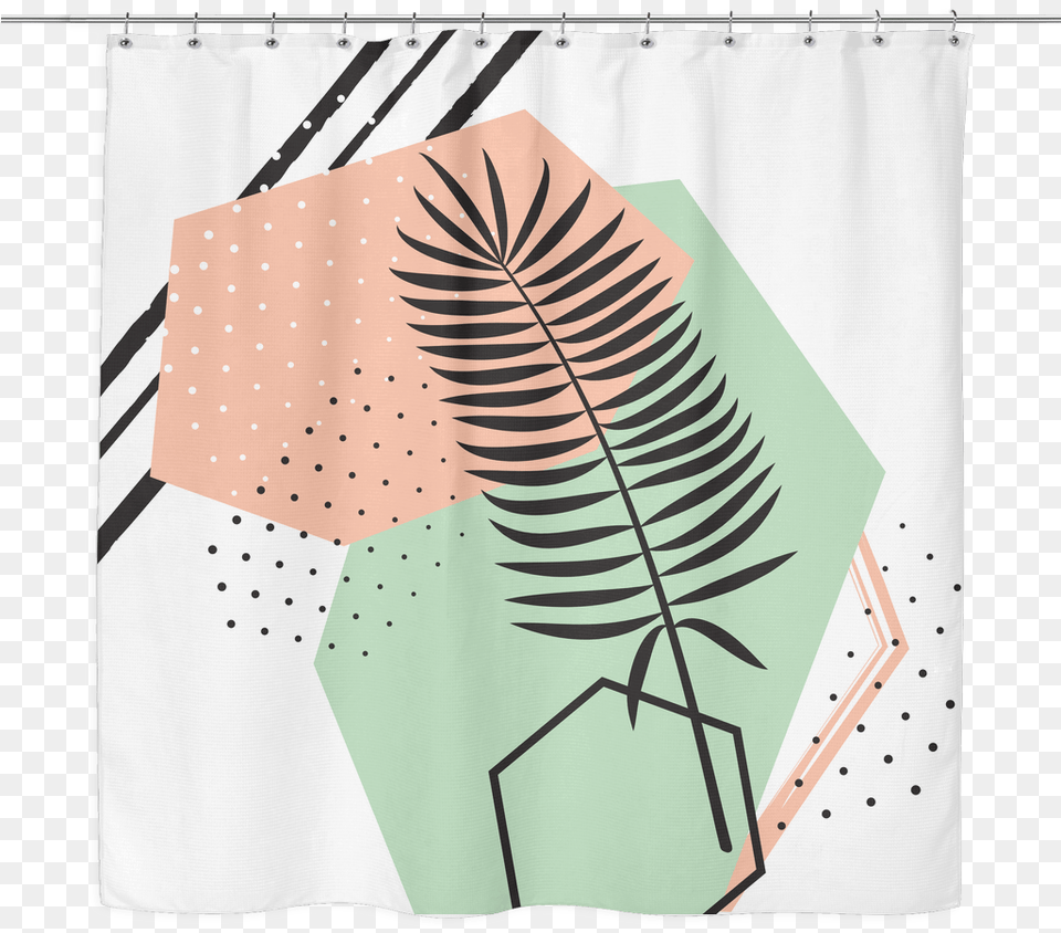 Vapor Wave Palm Frond Shower Curtain Bed Skirt, Accessories, Bag, Handbag Png