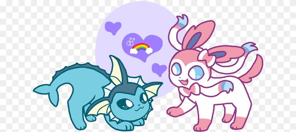 Vaporeon And Sylveon, Art, Graphics, Baby, Person Png Image