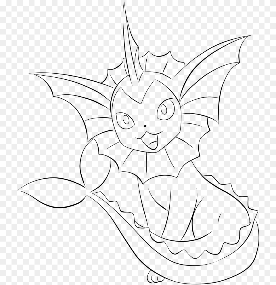 Vaporeon Lineart By Lilly Gerbil Vaporeon Coloring Pages Pokemon Eevee Evolutions, Gray Free Png