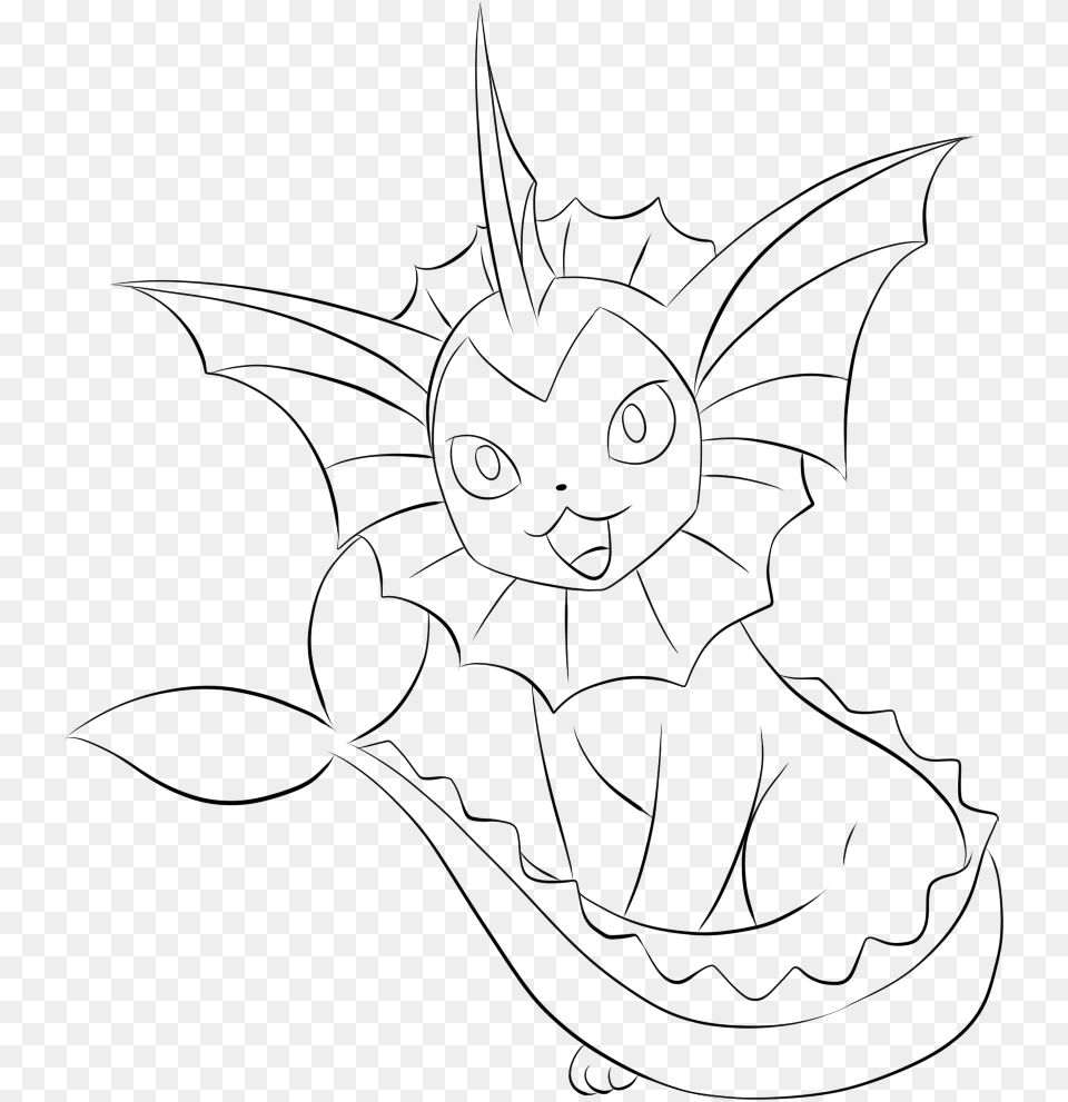 Vaporeon Lineart By Lilly Gerbil Vaporeon Eevee Evolution Line Art With Transparent, Person, Accessories Png Image