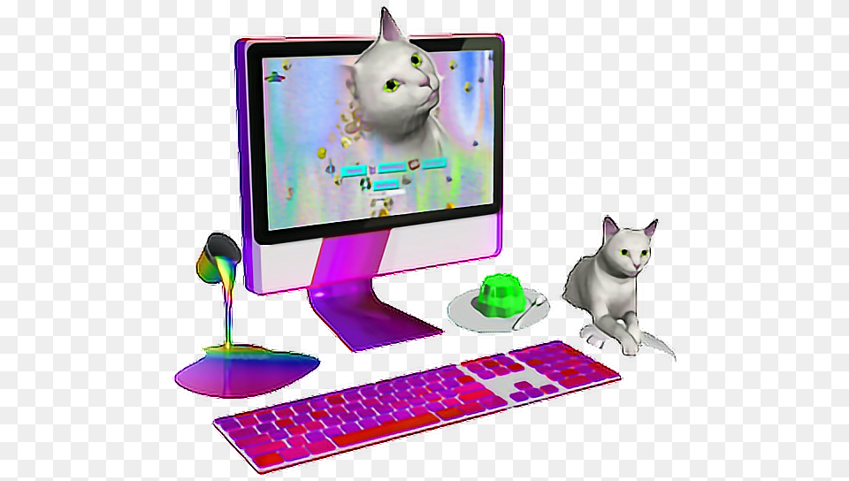 Vaporwave Aesthetic Computer Cats Vaporwave Aesthetic Vaporwave Computer, Hardware, Computer Hardware, Computer Keyboard, Electronics Free Png Download