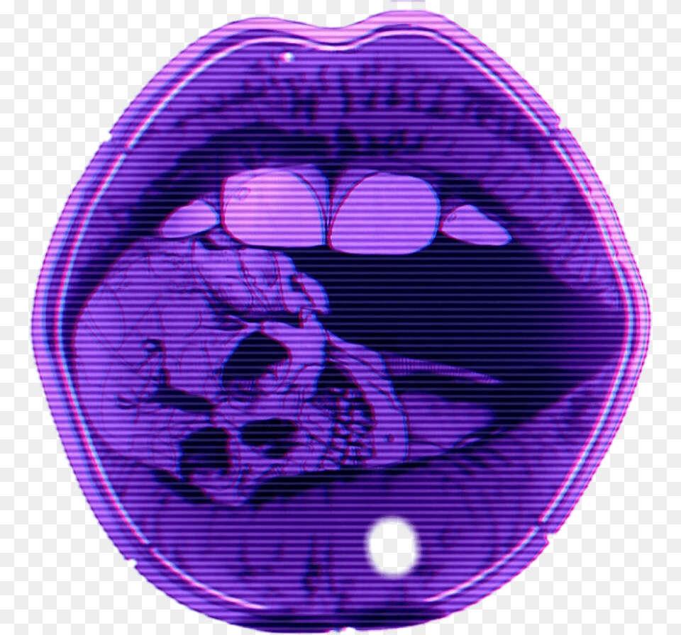 Vaporwave Aesthetic Glitch Lips Skul Sticker Aesthetic Purple Lips Aesthetic, Ct Scan, Person, Face, Head Free Transparent Png