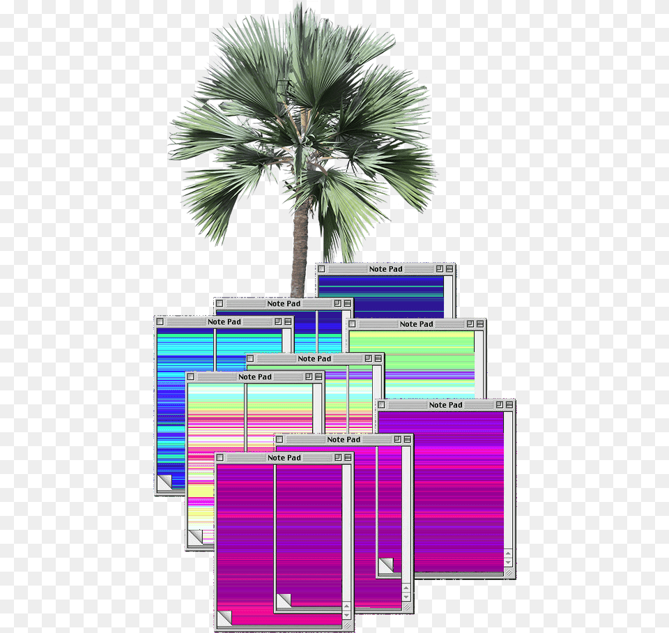 Vaporwave Aesthetic Notepad Background High Resolution Trees, Palm Tree, Plant, Tree Png Image