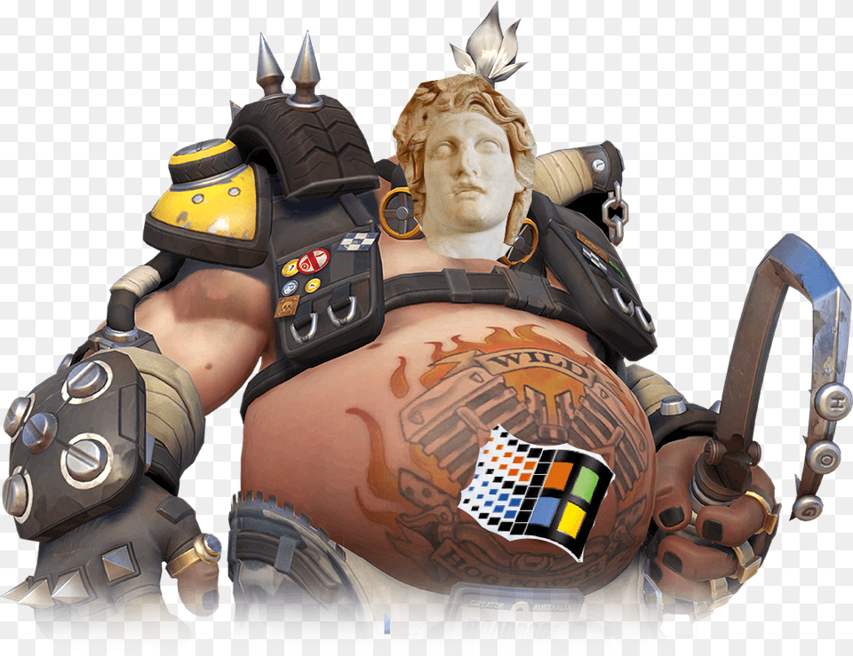 Vaporwave Bust Roadhog Overwatch, Tattoo, Skin, Person, Adult Png Image