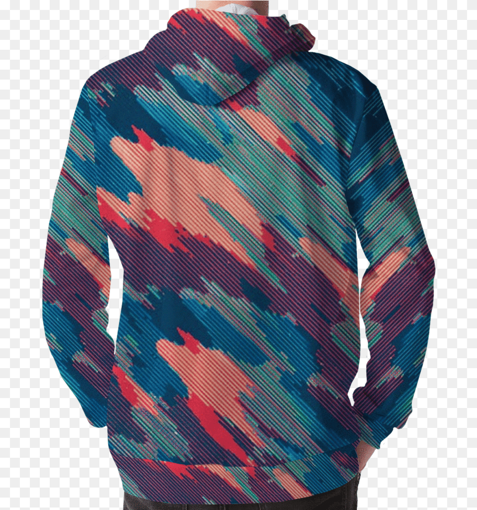 Vaporwave Camo Hoodie Backdata Id Sweatshirt, Clothing, Sweater, Knitwear, Long Sleeve Png