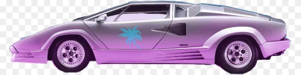 Vaporwave Cars 80saesthetic 80s Freetoedit Lamborghini Countach Side, Wheel, Car, Vehicle, Coupe Png