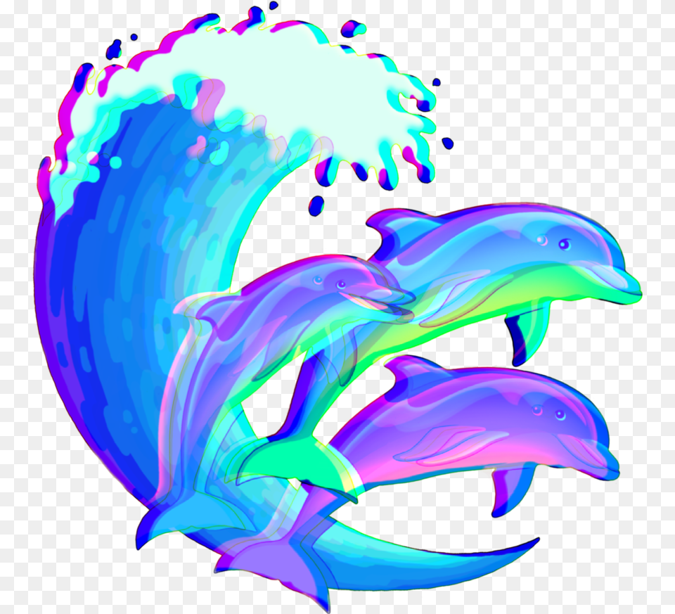 Vaporwave Dolphins Clip Art Of Dolphins, Animal, Dolphin, Mammal, Sea Life Png Image