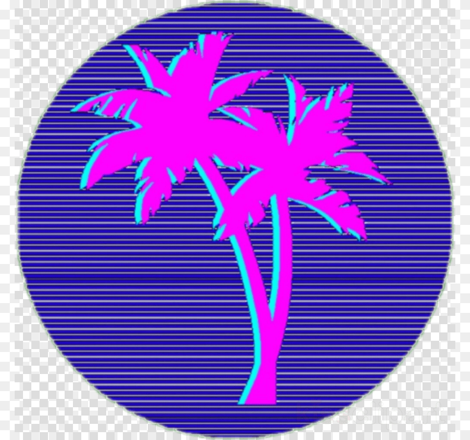 Vaporwave Palm Tree Clipart Vaporwave Palm Trees Clip Vaporwave Logo Clip Art, Palm Tree, Plant, Purple, Leaf Free Png