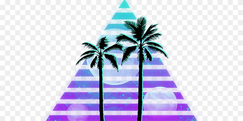 Vaporwave Palm Tree Silhouette Clip Art, Plant, Lighting, Nature, Outdoors Free Transparent Png