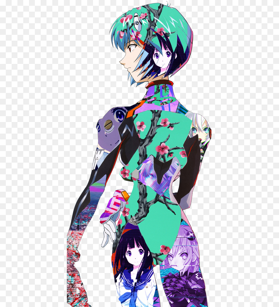 Vaporwave Vector Christmas Vaporwave Rei Ayanami, Publication, Book, Comics, Adult Png Image