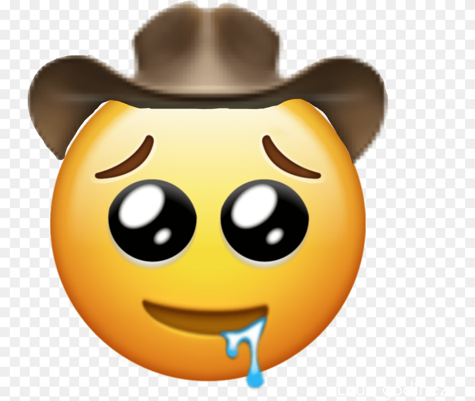 Vaquero Emoji Iphone Sad Edit Iconic Mas Color Old Town Road Emoji, Clothing, Hat, Ball, Football Png