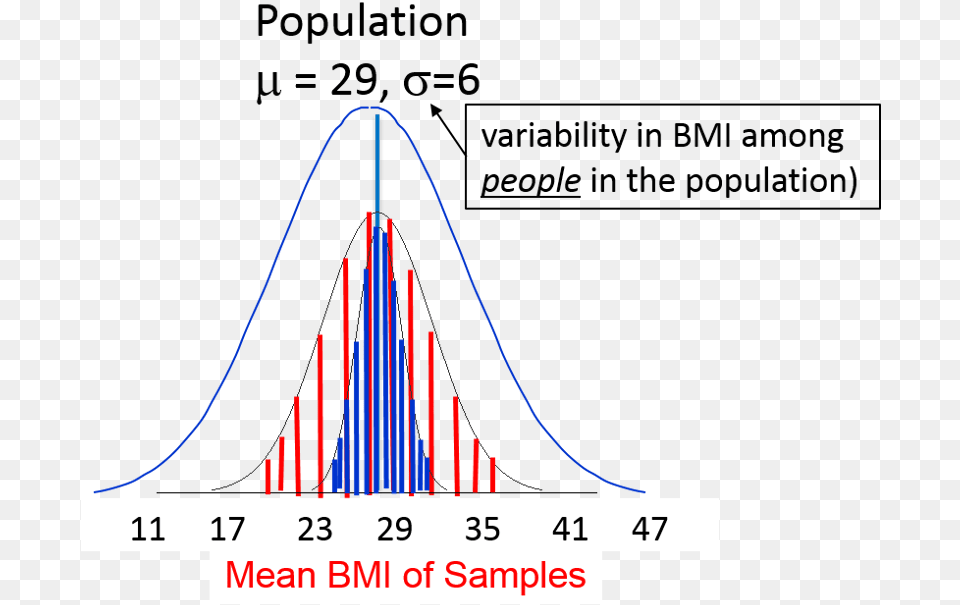 Variability In Means Obtained From A Sample Diagram, Chart, Plot, Bow, Weapon Free Png Download