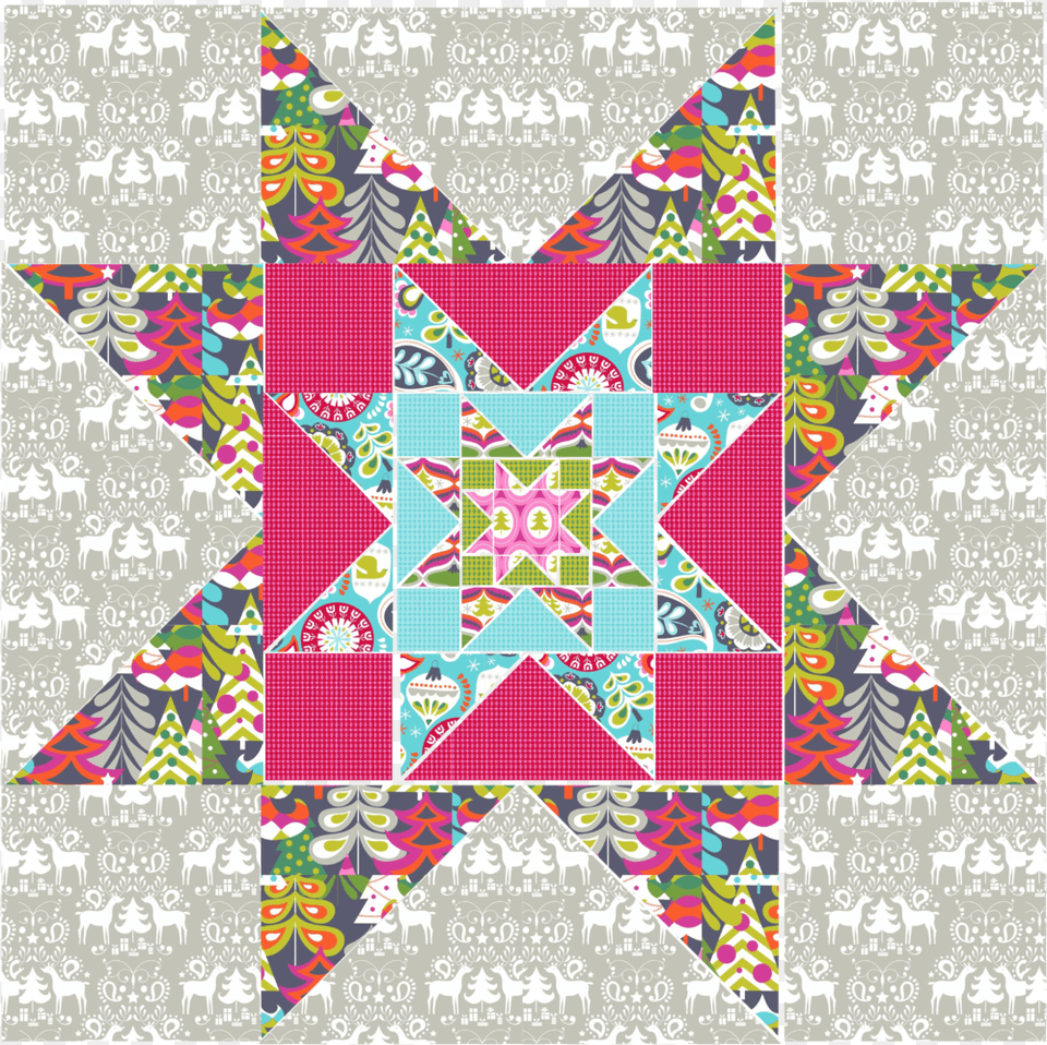 Variable Star Within Star Quilt Block, Pattern, Patchwork Free Png Download