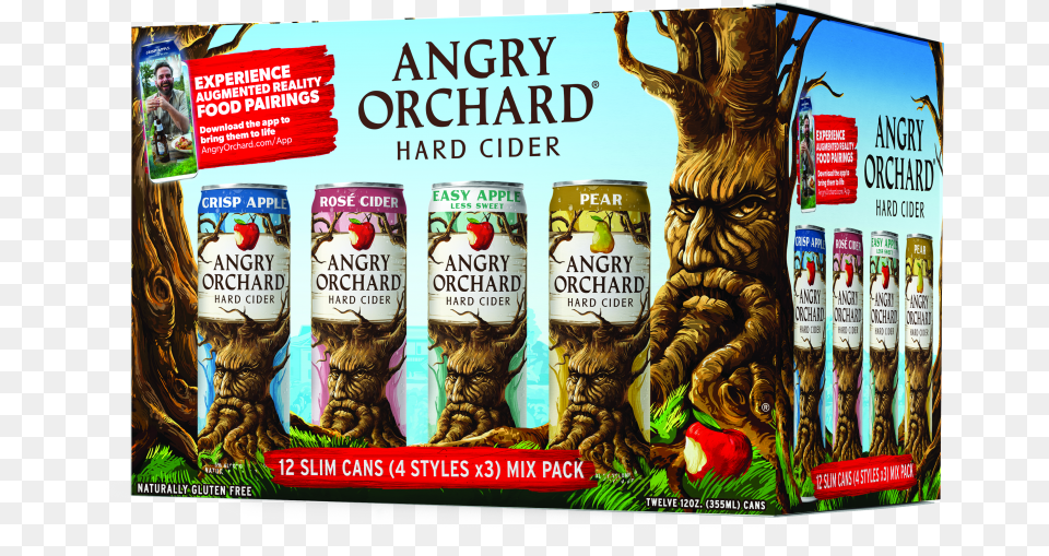 Variety Packs Angry Orchard 12 Pack Variety, Advertisement, Aluminium, Tin, Person Png Image
