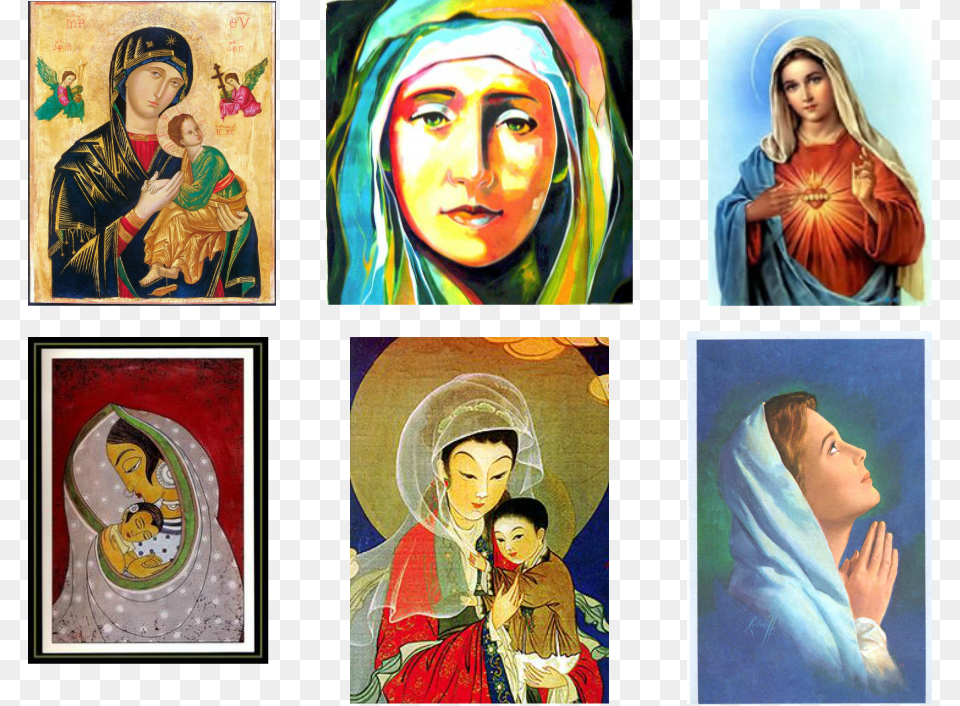 Various Contemporary And Traditional Images Of Mary Mary In Different Cultures, Adult, Person, Modern Art, Woman Free Png
