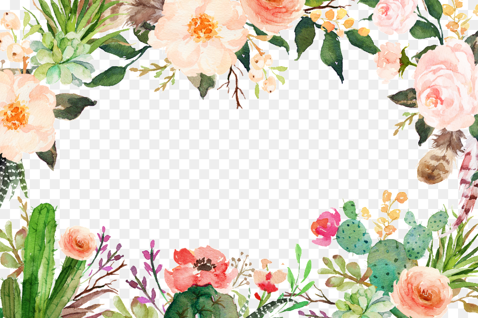 Various Flowers And Lace Transparent Decoratives Watercolor Flower Border Design, Art, Floral Design, Graphics, Pattern Png Image