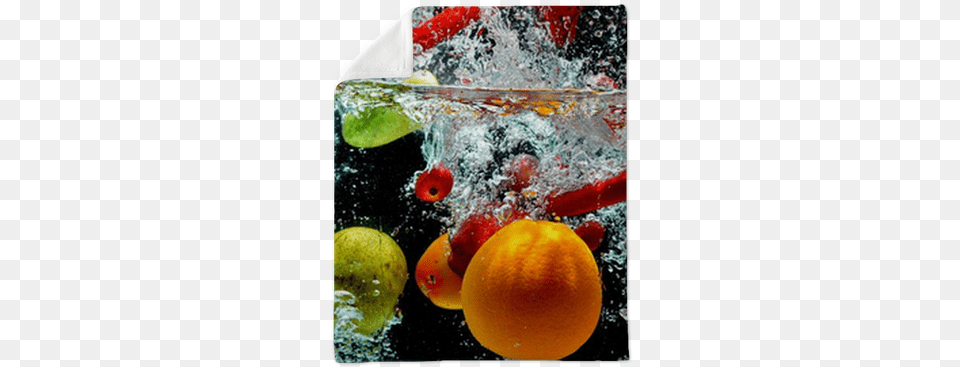 Various Fruit Splash On Water Plush Blanket Pixers Glasbild Birne, Orange, Citrus Fruit, Food, Grapefruit Free Png Download