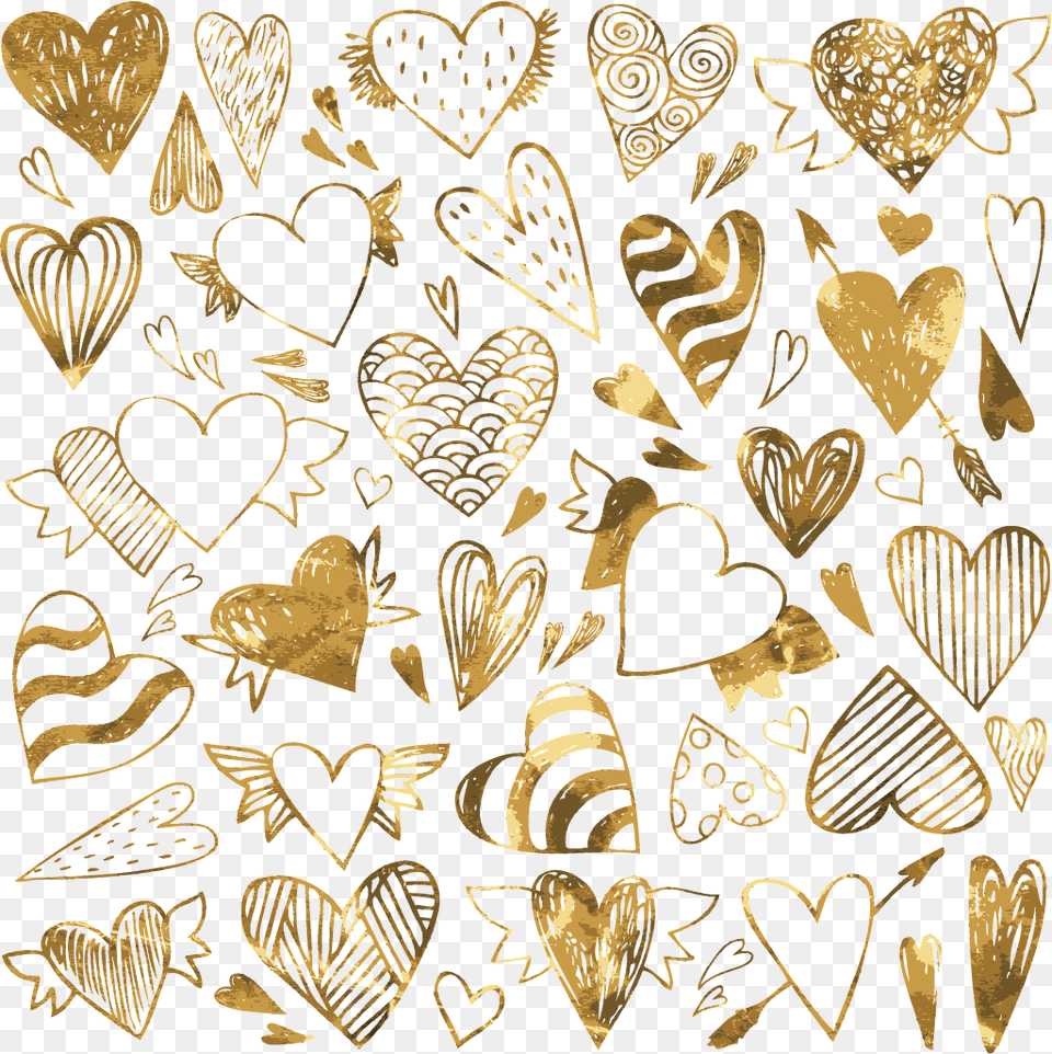 Various Pattern Of Golden Peach Hearts Vector Love Vector Graphics, Home Decor, Art, Collage, Rug Free Png Download