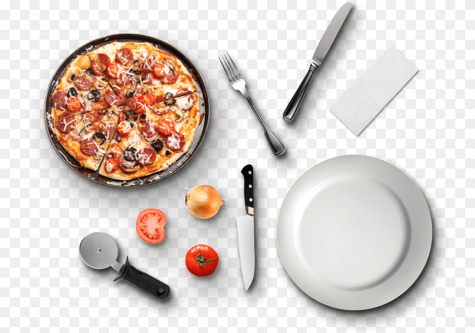 Various Pizza Cutlery Garfo E Faca Pizza, Food, Fork, Food Presentation, Plate Png Image