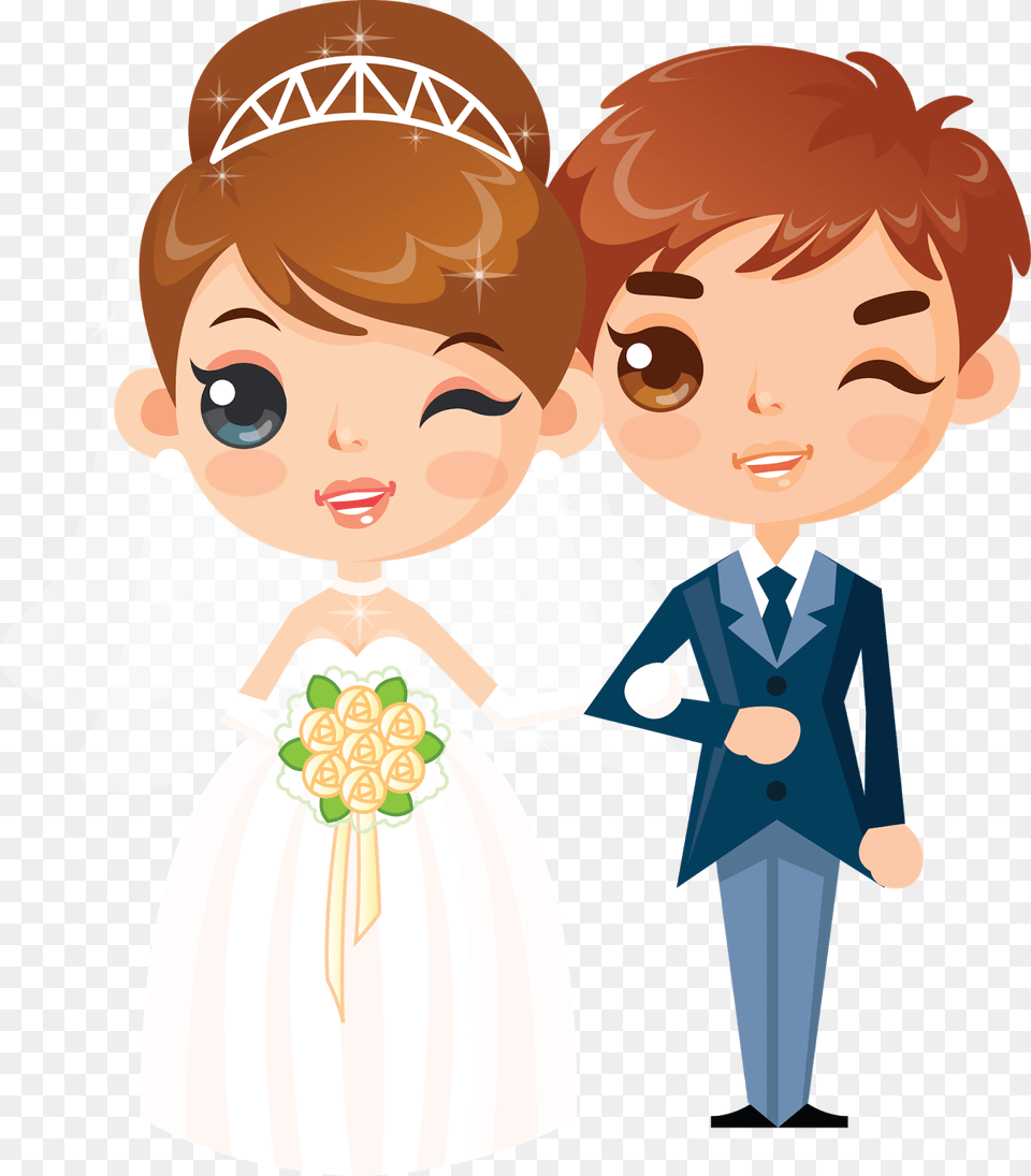 Various Wedding Caricature Cards People Wedding Cartoon, Baby, Person, Accessories, Clothing Free Png Download