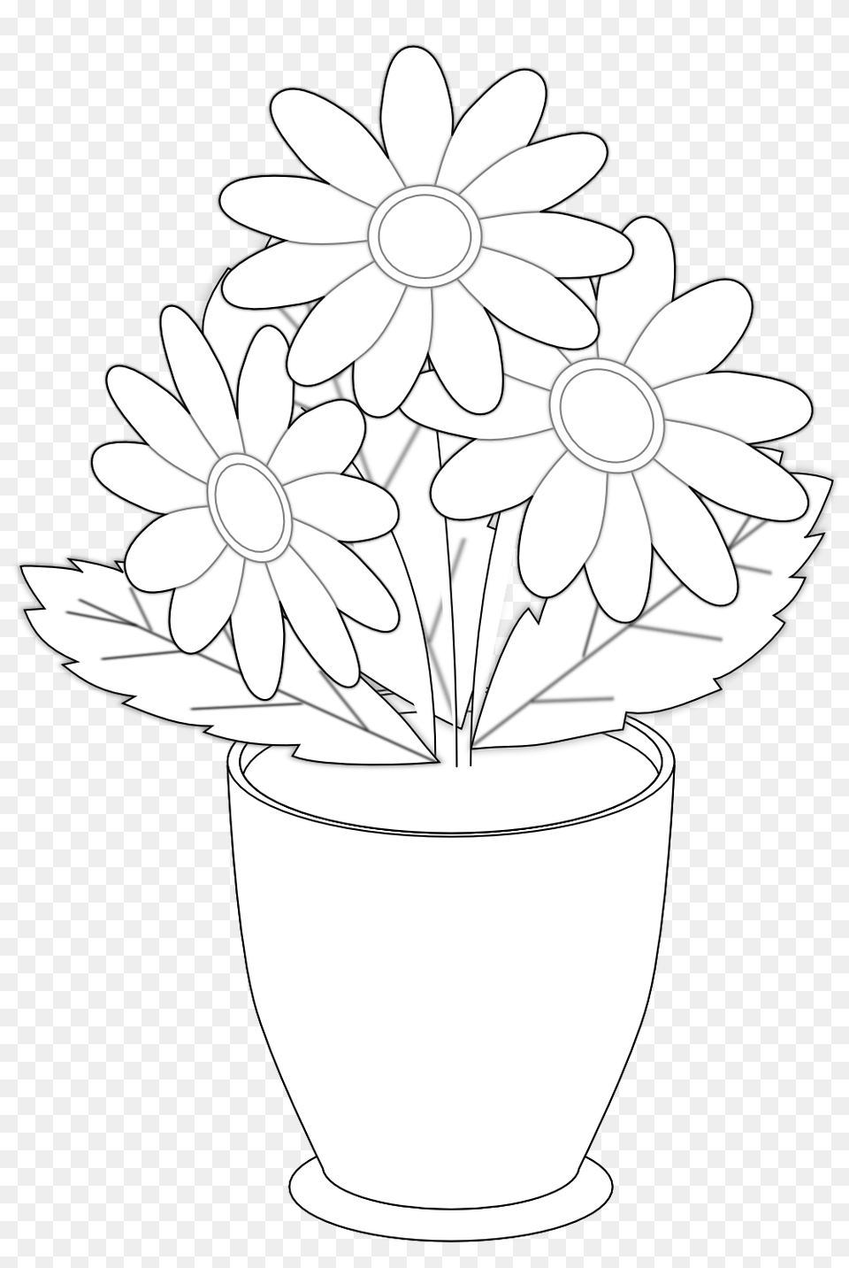 Vase Clipart Clip Art Draw The Flower Vases Download Flowers Clip Art Black And White, Daisy, Plant, Potted Plant, Drawing Free Transparent Png