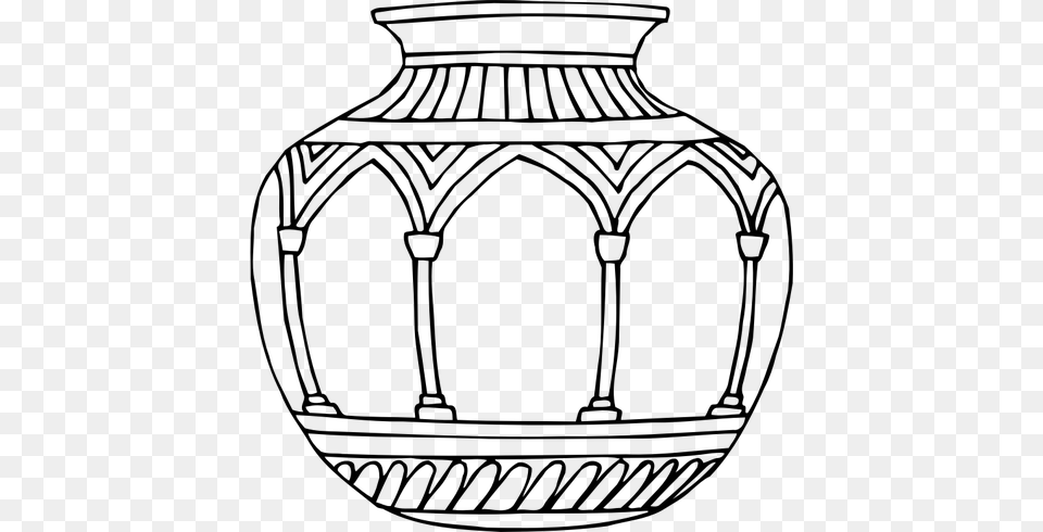 Vase Line Illustration, Gray Png Image