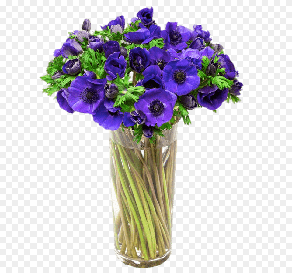 Vase Of Purple Anemones, Flower, Flower Arrangement, Flower Bouquet, Geranium Png