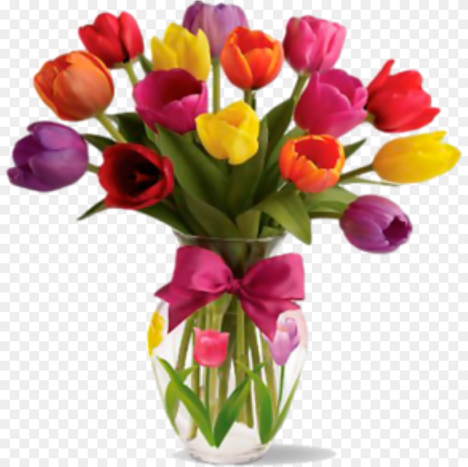 Vase Tulips Flowers Stickers Tulips In A Vase, Flower, Flower Arrangement, Flower Bouquet, Jar Free Png Download