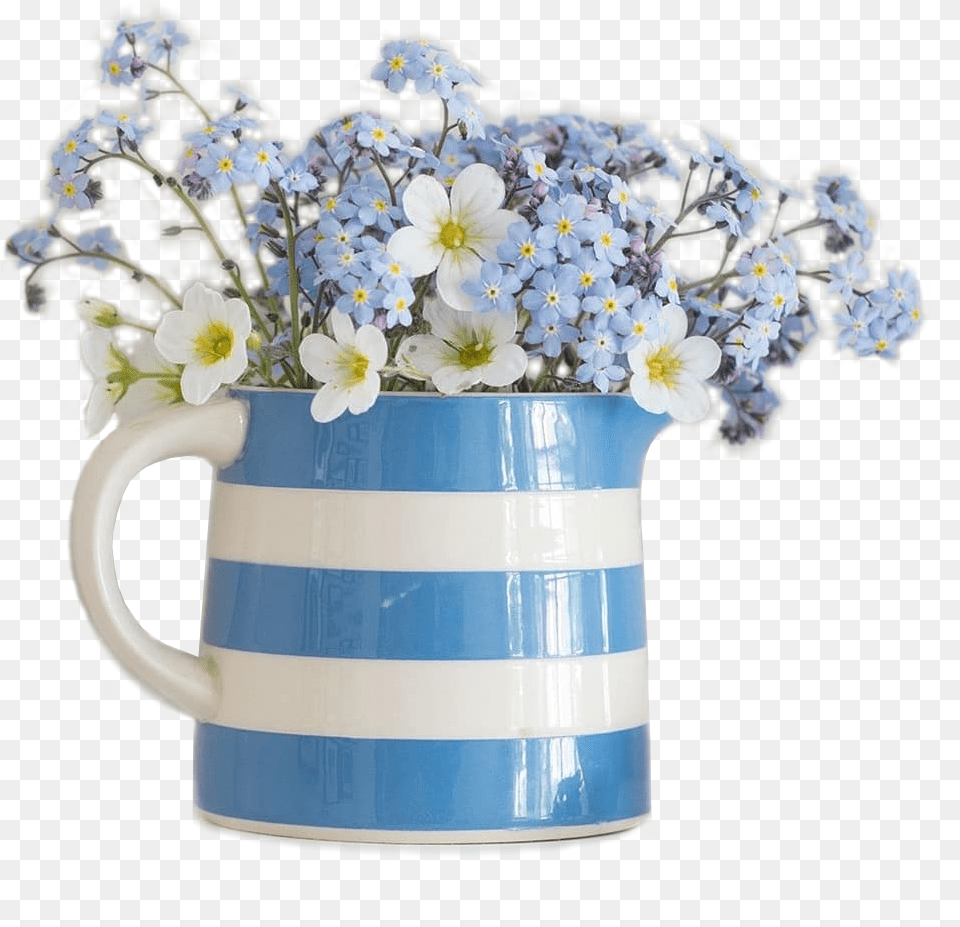Vaso Azul Com Flor Azul Immagini Buon Pomeriggio Il Lato In Fiore, Flower, Flower Arrangement, Pottery, Plant Png Image